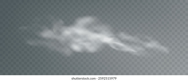 Fog or smoke, realistic white cloud, smoke from fire, smoke from work, steam, vector png.
