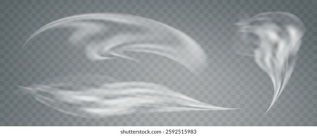 Fog or smoke, realistic white cloud, smoke from fire, smoke from work, steam, vector png.