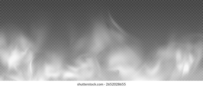 Nebel oder Rauch, realistische weiße Wolke, Rauch vom Feuer, Rauch von der Arbeit, Dampf, Vektor png.