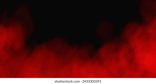Niebla o humo, nube de smog roja en efecto especial transparente aislado. Ilustración vectorial, niebla de la mañana sobre la superficie de tierra o agua, bruma mágica.
