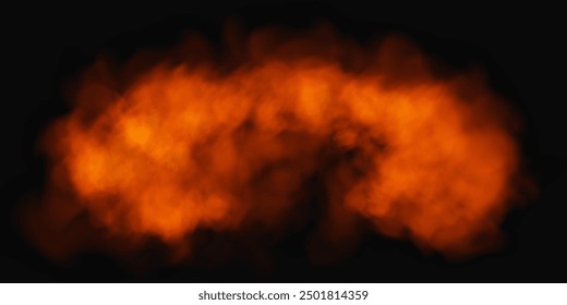 Fog or smoke, red smog cloud on floor, isolated transparent special effect. Vector illustration, morning fog over land or water surface, magic haze.	