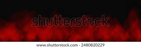 Fog or smoke, red smog cloud on floor, isolated transparent special effect. Vector illustration, morning fog over land or water surface, magic haze.	