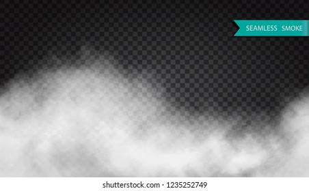 Fog or smoke seamless transparent special effect. White vector cloudiness mist or smog pattern vector