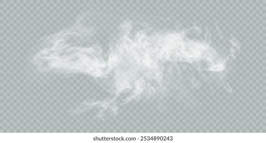  Niebla, humo, vapor, neblina, explosión aislada efecto especial transparente. Fondo de nubosidad de Vector blanco, niebla o efecto de explosión de smog.