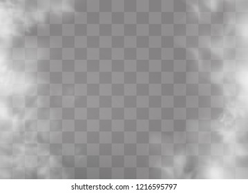 Fog or smoke. Transparent special effect stands out. White cloud vector, fog or smog. Vector illustration. effect for design.