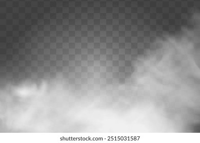 Fog or smoke, white clouds. Transparent special effect. Vector illustration.On a transparent background.