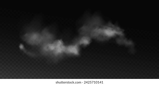 Fog or smoke, white smog clouds on floor, isolated transparent special effect. Vector illustration, morning fog over land or water surface, magic haze.	