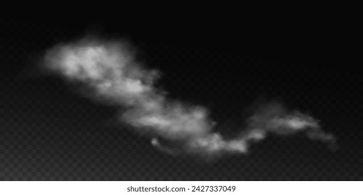 Niebla o humo, nubes blancas de smog en el suelo, efecto especial transparente aislado. Ilustración vectorial, niebla de la mañana sobre la superficie de tierra o agua, bruma mágica.	