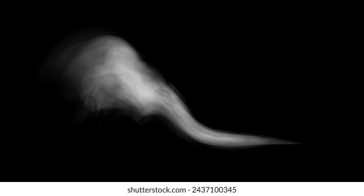 Nebel oder Rauch, weiße Smogwolken auf dem Boden, isolierter transparenter Spezialeffekt. Vektor-Illustration, Morgennebel über Land oder Wasseroberfläche, magischer Dunst.	