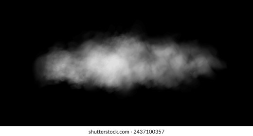 Fog or smoke, white smog clouds on floor, isolated transparent special effect. Vector illustration, morning fog over land or water surface, magic haze.	
