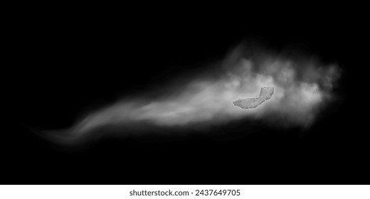 Nebel oder Rauch, weiße Smogwolken auf dem Boden, isolierter transparenter Spezialeffekt. Vektor-Illustration, Morgennebel über Land oder Wasseroberfläche, magischer Dunst.	