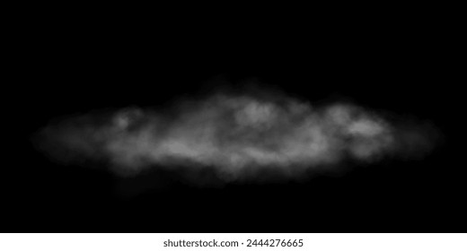 Fog or smoke, white smog clouds on floor, isolated transparent special effect. Vector illustration, morning fog over land or water surface, magic haze.	