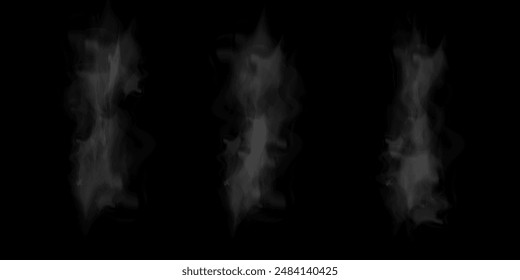 Fog or smoke, white smog clouds on floor, isolated transparent special effect. Vector illustration, morning fog over land or water surface, magic haze.
