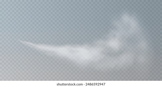 Fog or smoke, white smog clouds on floor, isolated transparent special effect. Vector illustration, morning fog over land or water surface, magic haze.	