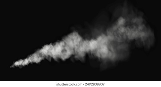 Fog or smoke, white smog clouds on floor, isolated transparent special effect. Vector illustration, morning fog over land or water surface, magic haze.	
