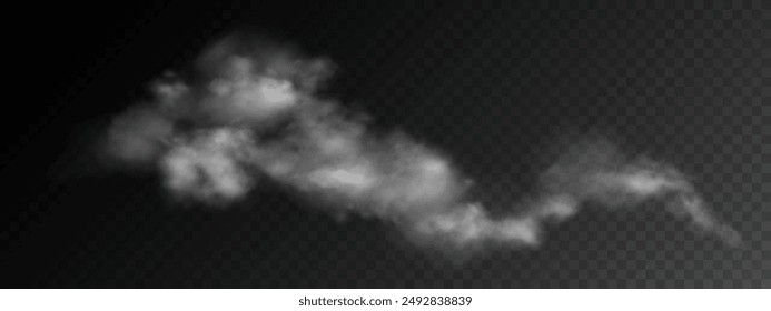 Fog or smoke, white smog clouds on floor, isolated transparent special effect. Vector illustration, morning fog over land or water surface, magic haze.	