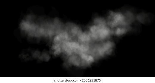 Fog or smoke, white smog clouds on floor, isolated transparent special effect. Vector illustration, morning fog over land or water surface, magic haze.	