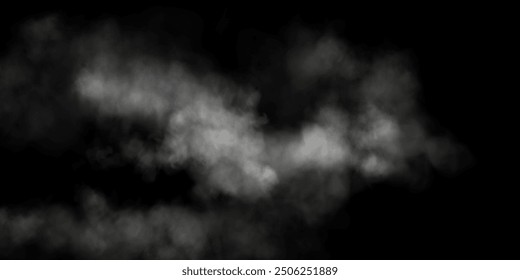 Niebla o humo, nubes blancas del smog en el piso, efecto especial transparente aislado. Ilustración vectorial, niebla matutina sobre la tierra o la superficie del agua, neblina mágica.	