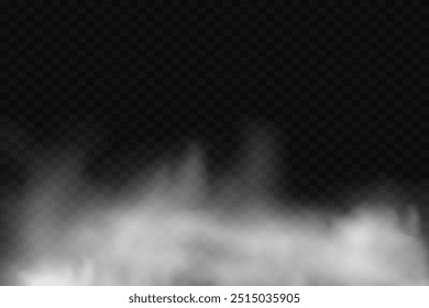 Fog or smoke.  White vector cloudy, fog or smog background.On a transparent background.