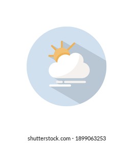 Niebla y sol. Icono plano en un círculo. Ilustración de vectores meteorológicos