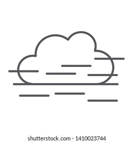 Fog thin line icon, weather and forecast, humidity sign, vector graphics, a linear pattern on a white background, eps 10.