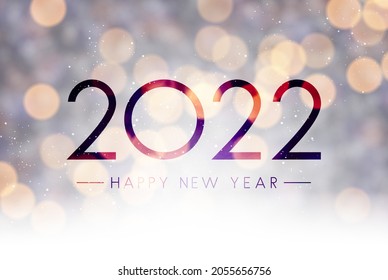 Fogged glass 2022 sign on colorful bokeh background. Vector festive illustration.