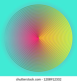 foggy circular symbol with concentric waves in pink yellow blue