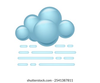 Foggy cloud with horizontal lines beneath, representing foggy or misty weather. Suitable for weather-related visuals, atmosphere, or moody themes. Vector illustration isolated on white background.