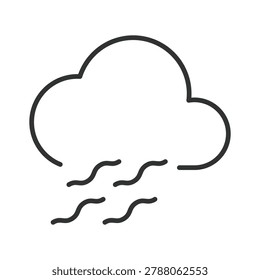 Foggy cloud icon in line design. fog, cloud, mist, weather, climate, atmosphere, forecast on white background vector. foggy cloud editable stroke icon