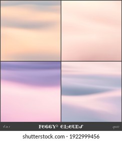 Foggy clouds. Pastel fog waves. Morning mist. Natural background set