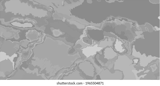 Foggy Cloudy Dyed Vector Print. Grey Monochrome Silver Dirty Art Canva. Details Landscape Retro Watercolor Brush Stroke. Grey Colors. Shadows Gray Metallic Trendy Aquarelle Fabric.