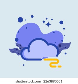Foggy flat illustration. Weather signs vector illustration.