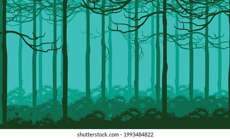 foggy forest banner, made in a soft green color scheme, foggy forest background