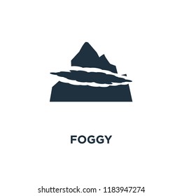 Foggy icon. Black filled vector illustration. Foggy symbol on white background. Can be used in web and mobile.