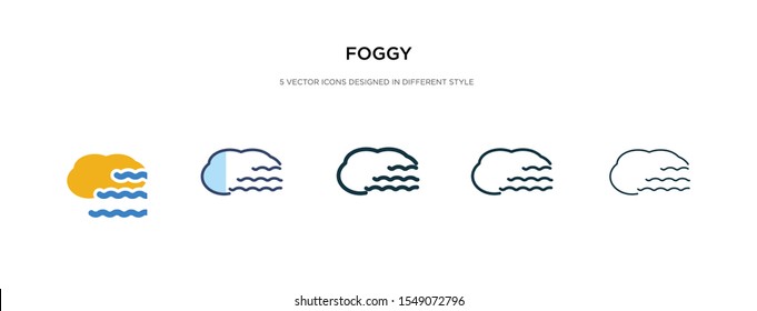 foggy icon in different style vector illustration. two colored and black foggy vector icons designed in filled, outline, line and stroke style can be used for web, mobile, ui