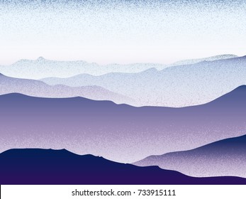 Foggy Landscape Beauty Mountain Forest Mystical Cloudy Scenery Vector Background 