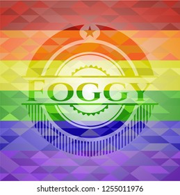 Foggy on mosaic background with the colors of the LGBT flag