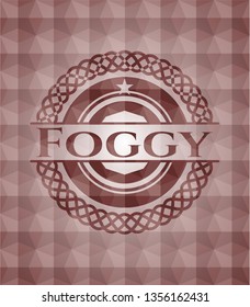 Foggy red seamless badge with geometric pattern.