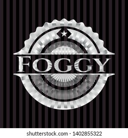 Foggy silver badge. Vector Illustration. Mosaic.