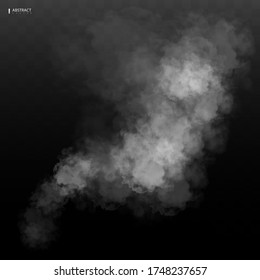 Foggy track of an airplane. Smoke from a rocket or aircraft launch. Condensation plane isolated on transparent background. Vector effect.