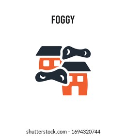 Vektorillustration auf weißem Hintergrund. Rotes und schwarzes Foggy Symbol. Einfaches Symbol für das Symbol EPS