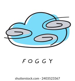 La niebla. Predicción meteorológica. Ilustración aislada vectorial sobre fondo blanco.