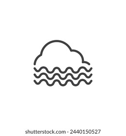 Foggy weather line icon. linear style sign for mobile concept and web design. Fog covering clouds outline vector icon. Symbol, logo illustration. Vector graphics