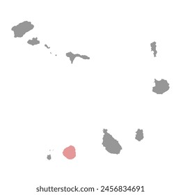 Fogo island map with administrative division, Cape Verde. Vector illustration.