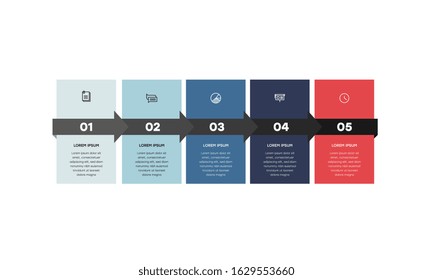fographic. Vector Infographic design template with icons and 5 numbers options or steps. Can be used for process diagram, presentations, workflow layout, banner, flow chart, info graph.