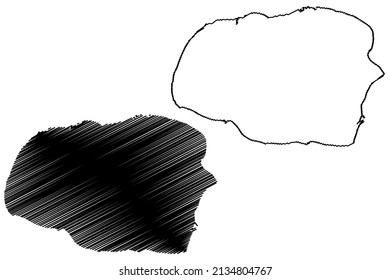 Fohr island (Federal Republic of Germany, North Frisian Islands) map vector illustration, scribble sketch Föhr map
