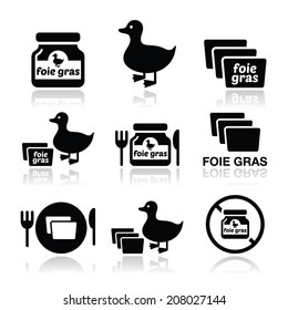 Foie gras, duck or goose icons set 