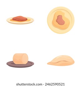 Foie gras icons set cartoon vector. Traditional foie gras dish. French food