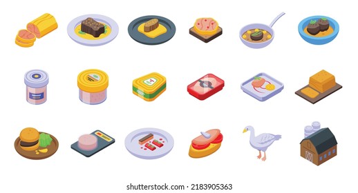 Foie gras icons set isometric vector. French food. Liver fat