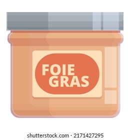 Vector de caricatura de icono de foie gras jar. Comida de pato. Grasa francesa